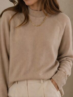Classic Crewneck Sweater in Beige